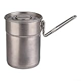 Olla para camping, olla de acero inoxidable con tapa, olla ultraligera de 1 litro para viajeros solos, senderismo y cocina al aire libre