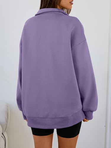 Image of Trendy Queen Women's Oversized Sweatshirts Half Quarter Zip Fleece Sweaters | Soft Cozy Zip Pullover, Comfort Warm Sweaters for Fall Winter, Fashion Mock Neck Outfits
