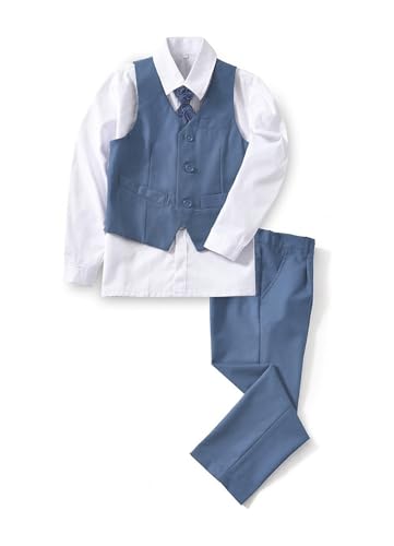 Image of YuanLu Boys Suit Dress Clothes Ring Bearer Outfit Homecoming Dresses Boy Vest and Pants Set for Kids Wedding Tuxedo Suits
