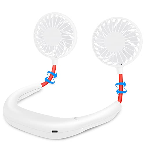 SZ-JIAHAIYU Portable Neck Fan Rechargeable USB Hands-Free Fan Personal 360° Double Headed Free Rotation 3 Speed Adjustable Wearable Face Mini Small Fan Perfect for Working, Office, Reading, Traveling
