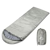 Backpacker's Journey 699g Leicht-Schlafsack in Ultra kleinem Packmaß. Schlafsack Outdoor Ultraleicht für Damen und Herren. Ideal für Camping, Wandern, Backpacking (Sommerschlafsack, hellgrau)