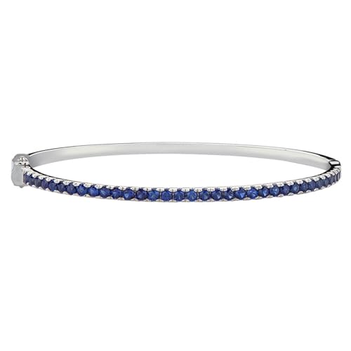 Stacking Created Sapphire Bangle Sterling Silver With Double Saftey Lock Clasp