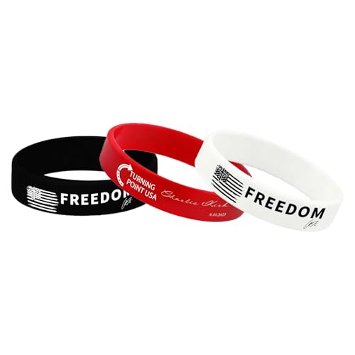 ColisPar 3 Pack Charlie Kirk Freedom Rubber Wristband Bracelet Band for Men Women Charlie Kirk Merch Merchandise Silicone Band I Am We Are All Charlie Kirk Now In Memory Of Charlie