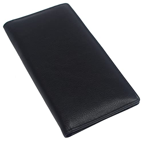 MARSHAL Genuine Leather Checkbook Cover Wallet Organizer with Credit Card Holder (Black)2