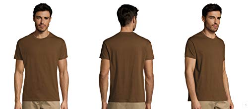 T-shirt marron uni 100% coton basique taille M pour homme et femme