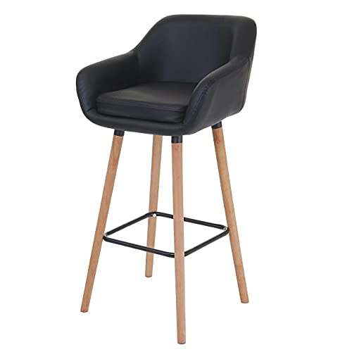 Mendler Tabouret de Bar Malmö T381, Chaise de Bar Tabouret de comptoir - Simili Cuir, Noir