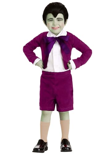 Fun Costumes Toddler Eddie Munster Costume, TV's The Munsters Little Kid Werewolf Complete Purple Outfit with Wig - 4T