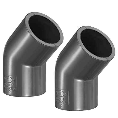 Codo UPVC 45 grados de 1 pulgada con conexión socket gris para pegar tubería 2