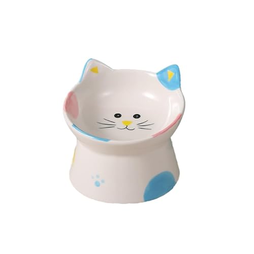 Coipe 漫画のライオンのかわいいペットのボウル陶器の高い足は首を保護して黒いあごを多用して食べ物の猫の犬のボウルに水を入れます