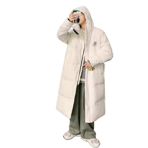 Youth Hooded Long Down Jacket Male Winter Thick Warm Loose Couples Coat