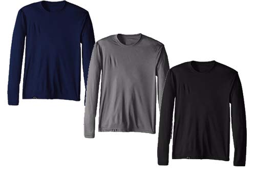 Kit com 3 Camisetas Proteção Solar Uv 50 Ice Tecido Gelado – Slim Fitness – Cinza – Preto – Marinho