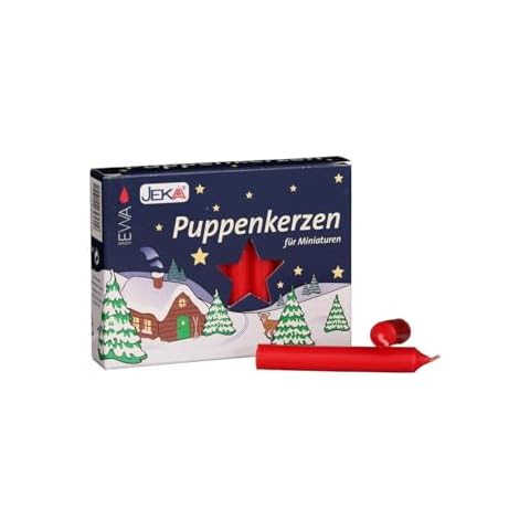 Jeka Puppenkerzen 10mm Small Candles, Box of 20, Red Cover