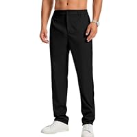 LVCBL Herren Chion Hose Einfarbig Stoffhose Bequeme Casual Anzughose Herren Schwarz M