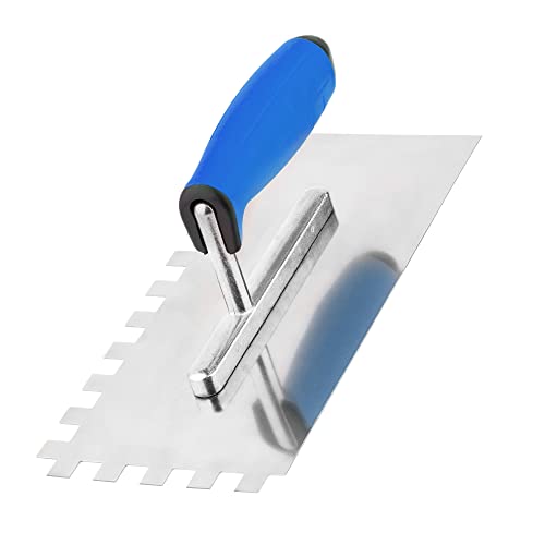 MIVOS Toothed Smoothing Trowel 12 x 12 / Stainless Steel Toothed Trowel 12 mm with Soft Grip / Trowel with Teeth 12 mm / Rust- Toothed Smoothing Trowel 270 x 130 / Made in EU - Image 2