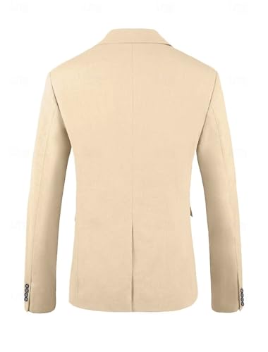 Mens Linen Suit 2 Piece Regular Fit Casual Linen Tuxedo Set Summer Beach Wedding Suits for Prom Party2