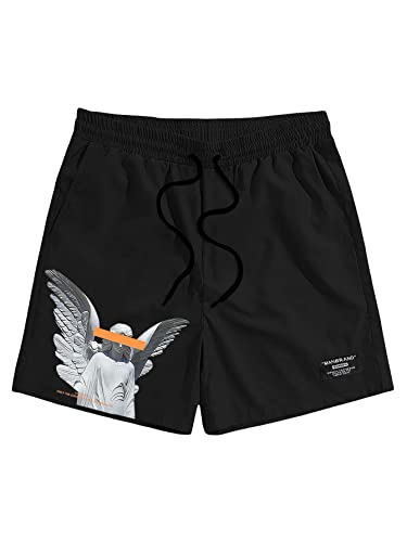 GORGLITTER Men's Designer Graphic Shorts Drawstring Waist Cool Track Gym Running Workout Shorts