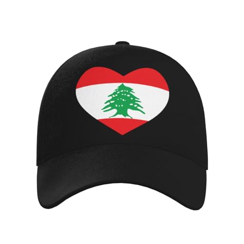 Flag of Lebanon Heart Baseball Hats for Men and Women - Classic Adjustable Hats2