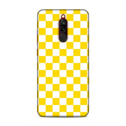 Image of Printed Mobile Back Hard Case Cover for Xiaomi Redmi 8 | Check Print, Small Boxes, Yellow & White-2204