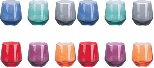 Villa d'Este Home Tivoli 1996 Set 6 bicchieri acqua 365 ml in vetro, Elegance Color (Confezione da 2)