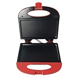 Bene Casa - Red Nonstick Flat Grill Sandwich Maker - Includes Cool-touch Handles and Die Cast...