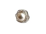 Wire Wrap Ring mit Perle und verstellbarer Ringschiene aus Edelstahl