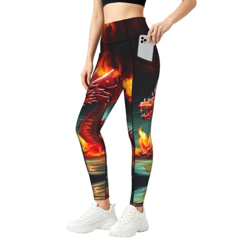 Pantalones de yoga que no se bajan leggings suaves de cintura alta para evitar roces con bolsillo