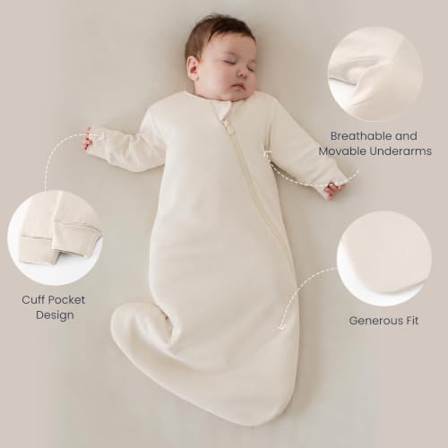 Image of Unisex Sleeping Bag for Babies and Toddlers 1.0 Tog Sleep Sack 6-18 Months, Newborn Sleep Sack, Wearable Blanket Baby, One Piece Long Sleeves, Gifts for Baby