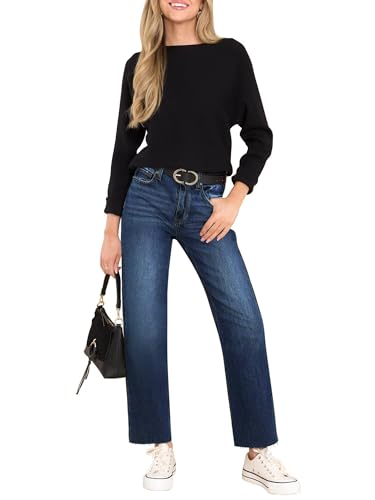 KDF Women's Cropped Straight Leg Jeans - High Waisted Jeans for Women 7/8 Length Denim Pants with Crop Hem4