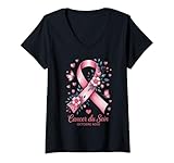 Femme Octobre Rose 2025 | Soutien & Solidarit� T-Shirt avec Col en V