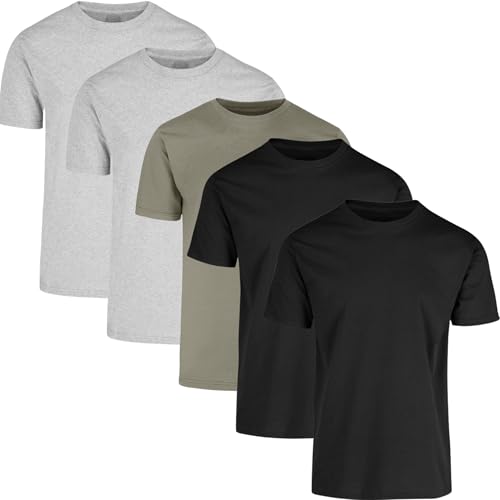 La Mejor Recopilación de Playera del mes. 47 POFF Paquete de 5 Playeras Heavyweight para Hombre, Camisetas de Algodón Grueso, Manga Corta, Cuello Redondo, Cómodas y Resistentes (MX/US, Alfa, Mediano, Regular, Regular,...