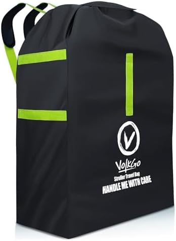 V VOLKGO Stroller Bag for Airplane, Large Stroller Bag for Airplane Travel, Jogger & Stroller Travel Bag - Fits Most Sizes, Gate Check Stroller Bag, Stroller Cover, Durable, Black, Large, Single