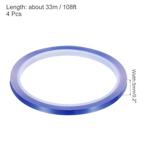 Image of uxcell Blue Heat Tape, 4 Rolls 5mmx33m 108ft High Temperature Heat Resistant Tape for Sublimation,Heat Vinyl Press,Heat Transfer, Circuit Board, No Residue
