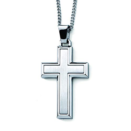 Boston Bay Diamonds Men's Pendant Necklace in 316L Stainless Steel Cross on 24” Chain, Choice of Style