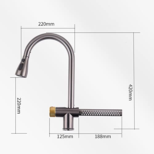 Robinet mitigeur de cuisine en acier inoxydable gris à effet cascade - 8