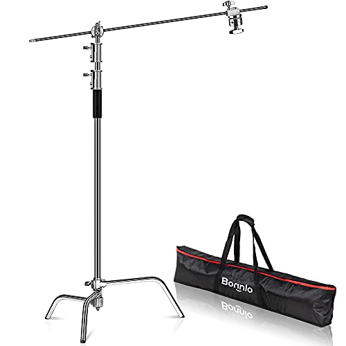 Bonnlo Pro Heavy Duty C-Stand with Hold Arm Grip Head and Upgraded Carry Bag 10 feet/3 meters Adjustable Stainless Steel Light Stand for Video Reflector Monolight and Other Photographic Equipment