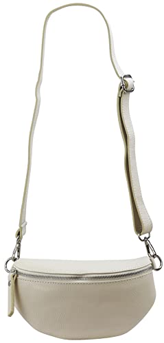SH Leder ® echt Leder Hüfttasche Damen Herren Unisex Gürteltasche für Festival Reise Bauchtasche kleine Crossbody Bag Frauen Ledertasche 23x12cm AVA G292 (Beige)