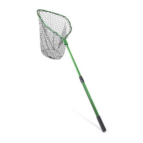 UMT 5-Foot Telescopic Fishing Net Landing Gear – Heavy-Duty, Durable 21 inch Silicone Mesh, Collapsible Handle Green