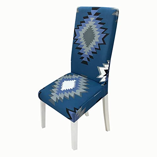 Image of House of Quirk Elastic Chair Cover Stretch Removable Washable Short Dining Chair Cover Protector Seat Slipcover (Pack of 1, Blue Current)
