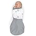 Amazing Baby Omni Swaddle Sack with Wrap & Arms Up Sleeves & Mitten Cuffs, Gray Stars, Small 0-3 Months