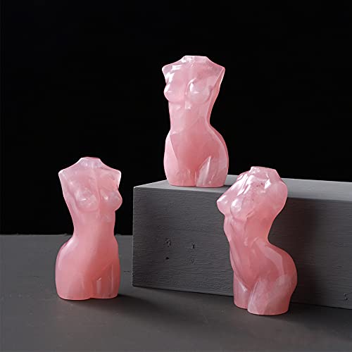 Estatua de Cristal de Cuarzo Rosa Natural de 3 Pulgadas miniatura 4