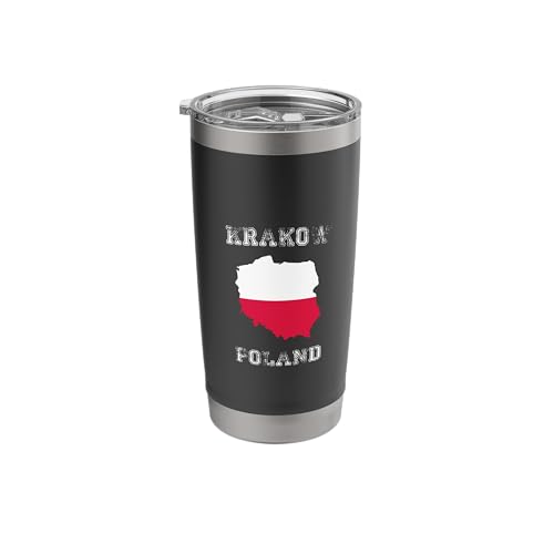 Retro Krakow Poland Flag Stainless Steel Tumbler