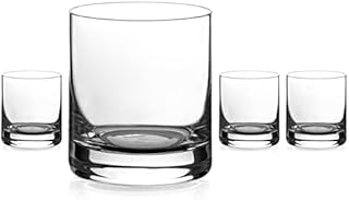 DIAMANTE Whisky Glasses Crystal Short Drink Tumblers - Auris Collection Undecorated Crystal - Set of 4