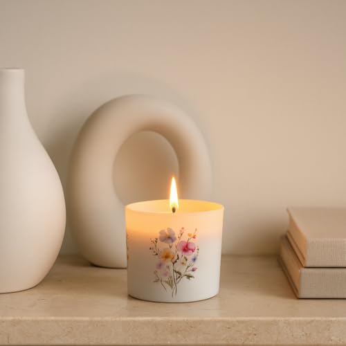 Image of Wildflower Vanilla Candle Set of 2 | Warm Vanilla Home Fragrance Aroma for Candlelight Dinners | Soy Wax, IFRA Certified | Reusable Scented Candles for Gift & Decoration