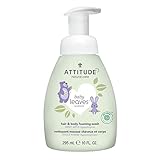 ATTITUDE 2-in-1 Hair and Body Foaming Wash for Baby, EWG Verified, Dermatologically Tested, Made with Naturally Derived Ingredients, Vegan, Sweet Apple, 295 mL