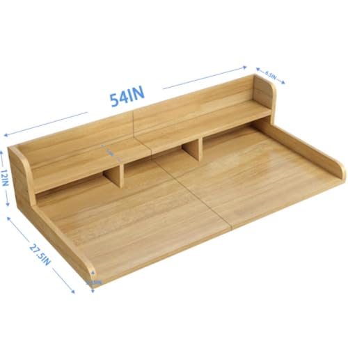CuisinSmart Washer Dryer Countertop with 2-Tier Shelf, Wood Laundry Countertop Over Washer and Dryer with Edge, 54" Width x 27.5" Depth Laundry Hamper Table Top Storage Organization Wood