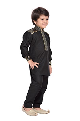 Image of AJ DEZINES Boys Cotton Ethnic Wear Pathani Suit Set For Kids (1911 Black 3), 3-4 Years