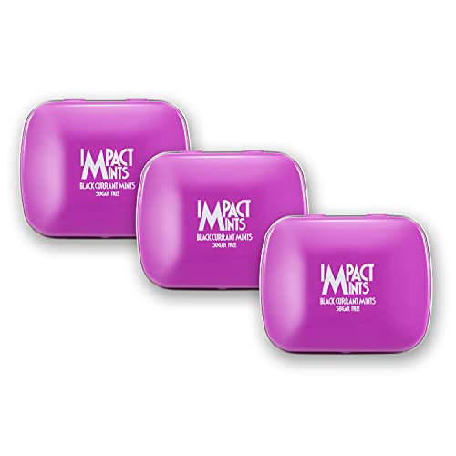 Image of Impact Mints sugar-free Mints Blackcurrant Flavor (Pack of 3) 14g each, for everlasting & pleasant breath, product of Germany, pocket friendly mints in classictin packaging