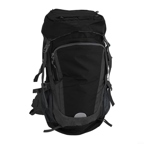Mochila de senderismo de nailon 65L con cubierta de lluvia, diseño espacioso para tus necesidades de camping y senderismo (negro)