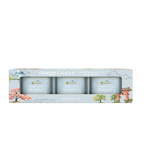 Yankee Candle Majestic Mount Fuji 3 Filled Votive Candle Gift Set, Blue