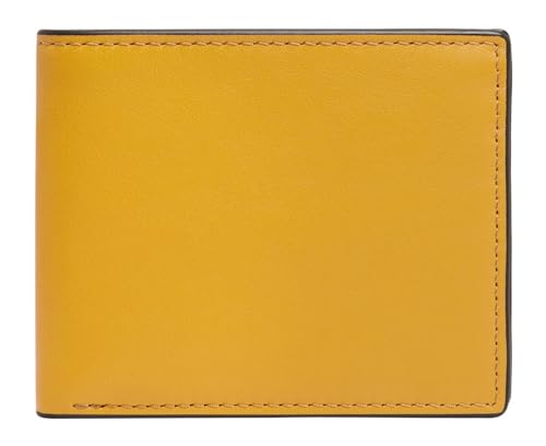 Portefeuille Fossil Steven FPW en cuir de qualité supérieure jaune moutarde avec finitions bifold